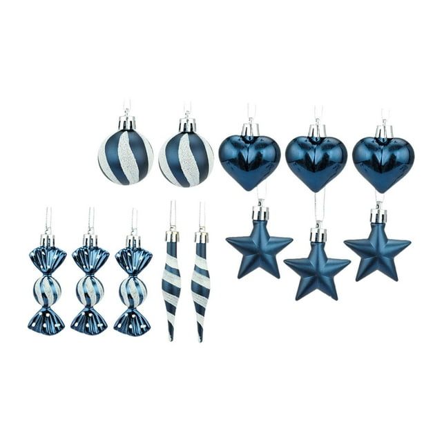 Adornos colgantes para de Navidad, adornos navideños, colgantes con abalorios, juego de bolas navideñas para hotel, hogar, Acción de Gracias, Azul