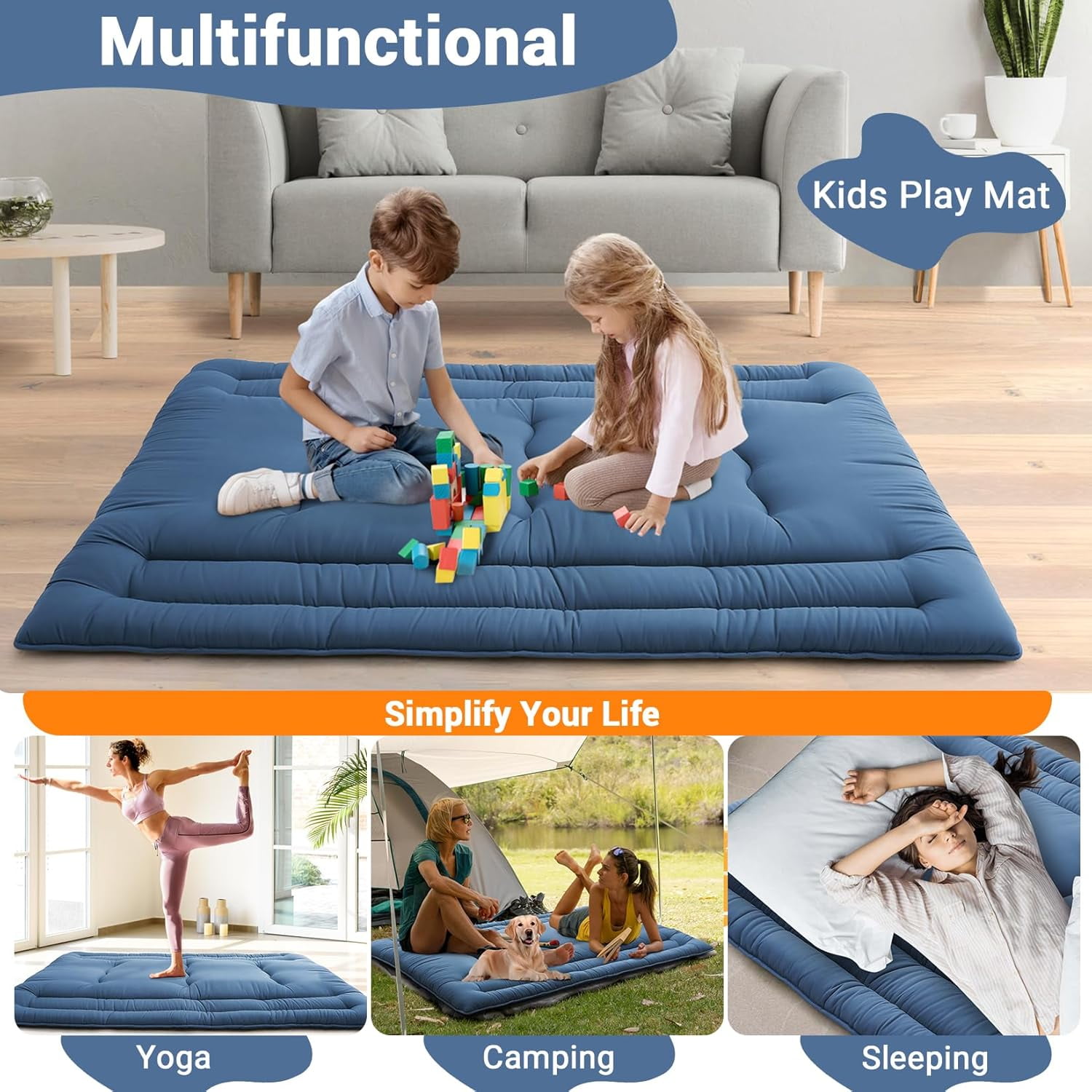 Futon Mattress Twin/Full Size, Japanese Floor Mattress Foldable Sleeping Mattress, Roll Up Floor Bed Mattress for Easy Storage, Tatami Mat Japanese Floor Bed for Dorm Camping