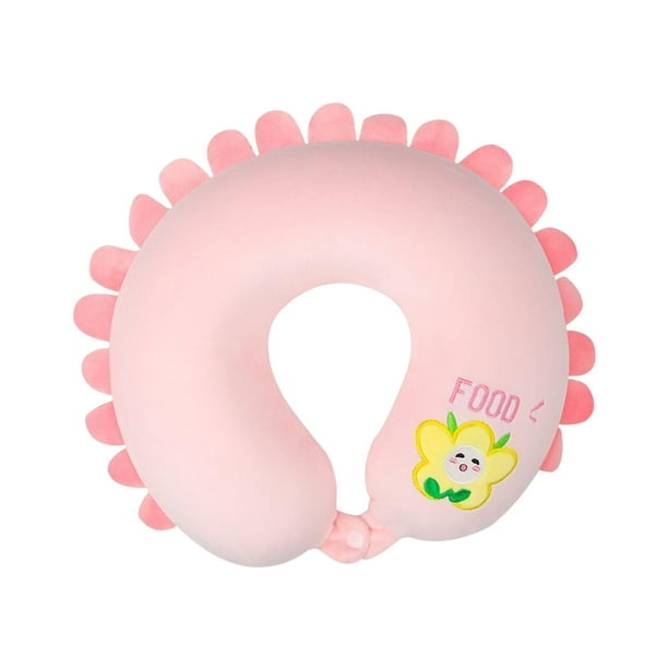 Almohada de viaje para el cuello, ergonómica, ligera y portátil, en forma de U, para tren Rosa