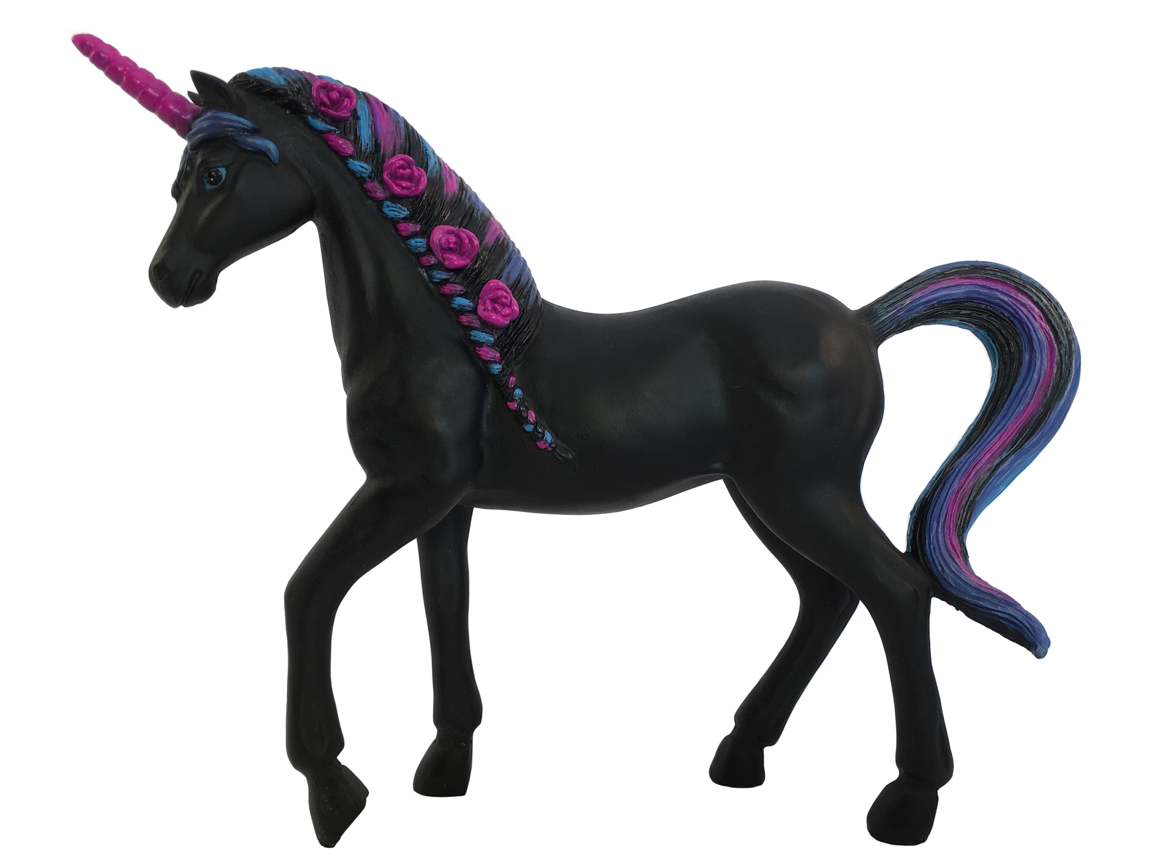 Miniature Unicorn Statue - Black Beauty Figurine - For your Enchanted Fairy Garden 5.5 inches