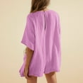 thumbnail image 6 of QATAINLAV Womens Oversized Summer Tee Romper Solid Casual Loose Overalls Short Sleeve V Neck Onesie Shorts with Pockets 2025 Beachwear Pink L Prime Today, 6 of 9