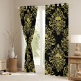 thumbnail image 3 of Homewish Black Gold Skull Kitchen Curtains,Vintage Damask Black Out Curtains Pack of 2 (42x63 Each),Halloween Living Room Curtains, 3 of 6