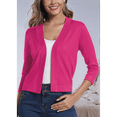 thumbnail image 6 of Women'S 3/4 Sleeve Cropped Cardigan Sweater Elegant Shrugs for Women Rose Red S, 6 of 7