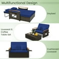 thumbnail image 6 of Gymax Outdoor Wicker Daybed Patio Loveseat & Storage Ottoman Set w/ Navy Cushions, 6 of 10