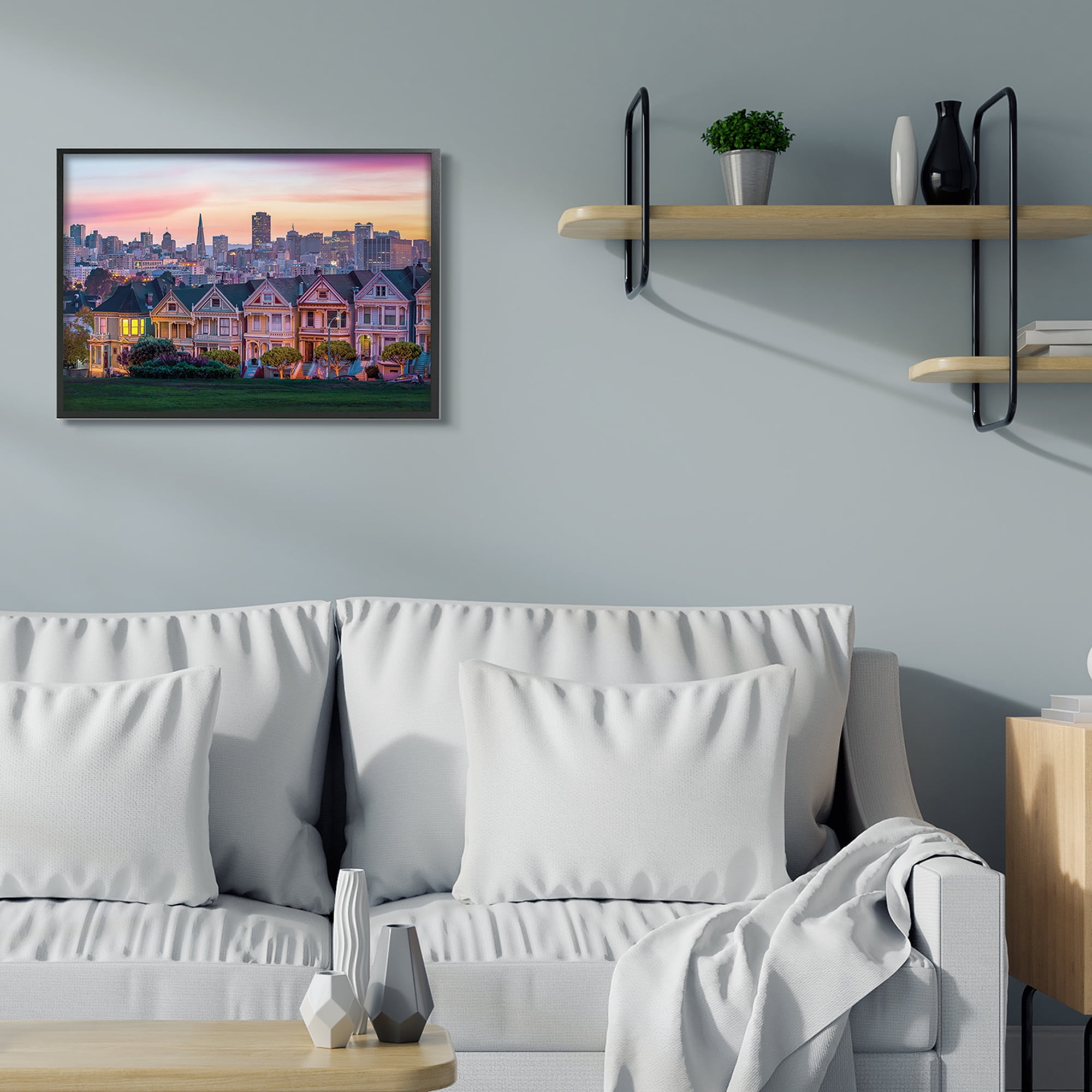 Stupell Industries San Francisco California Sunset Cityscape Architecture Black Framed Wall Art, 24 x 30, Design by Dave Gordon