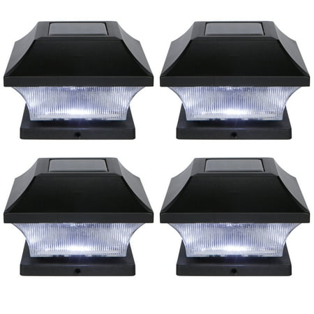 Granite Light Post - Solar LED Garden Pathway Post Cap Lights - Set of 4 by Trademark Innovations