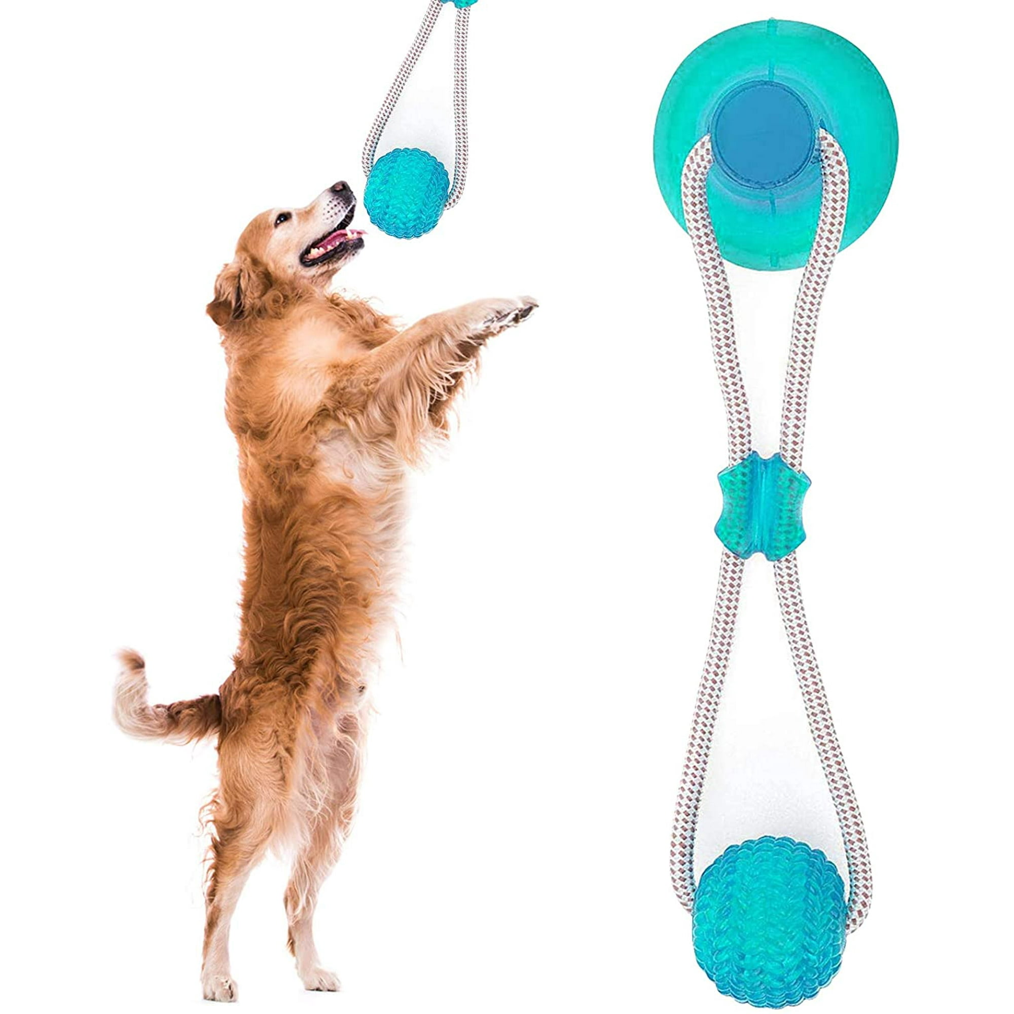 Suction Cup Dog Toy Pet Molar Bite Toy Dog Multifunction Interactive Ropes Toys Self Playing Rubber Chew Ball Toy for Teeth Cleaning Suitable for