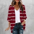 thumbnail image 2 of Mujeres de Manga Larga Tops de Moda Casual Impresión Suelta Cubrir Blusa de Cárdigan, Poliéster Suave Manga 3/4, 2 of 5