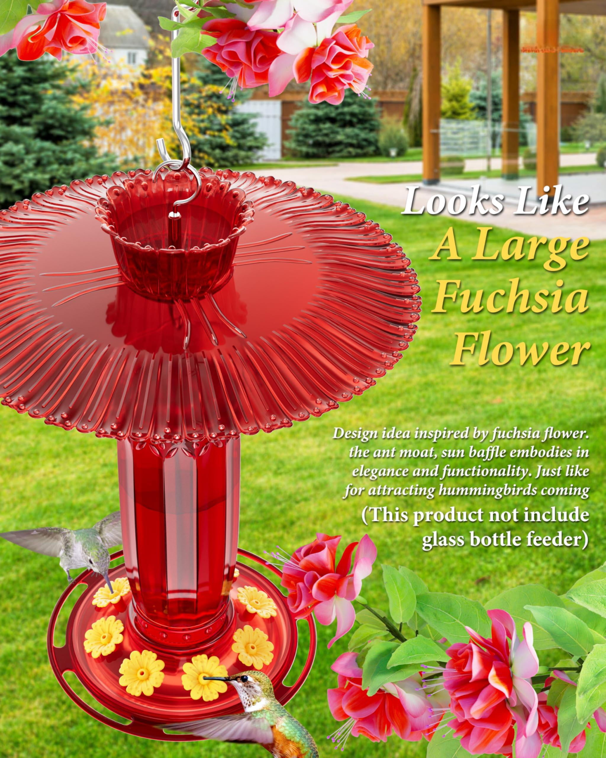 Hummingbird Feeders Sun Baffle Ant Proof Combo, Outdoor Hanging Rain Guard Red
