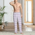 thumbnail image 4 of Salouo Purple Checkboard Print Pajama Pants for Men, Lounge Pants Elastic Waistband Casual Men's sleepwear Loungewear Sleep Pajama Pant -XX-Large, 4 of 7