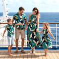 thumbnail image 3 of PatPat Girl Dresses Family Matching Outfits Mommy and Me Flower Hawaiian Halte Dress Green Short-sleeve Sunflower Dress for Girls,2-9Y, 3 of 9
