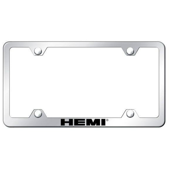Hemi Laser Etched Logo Wide Body License Plate Frame (Chrome)