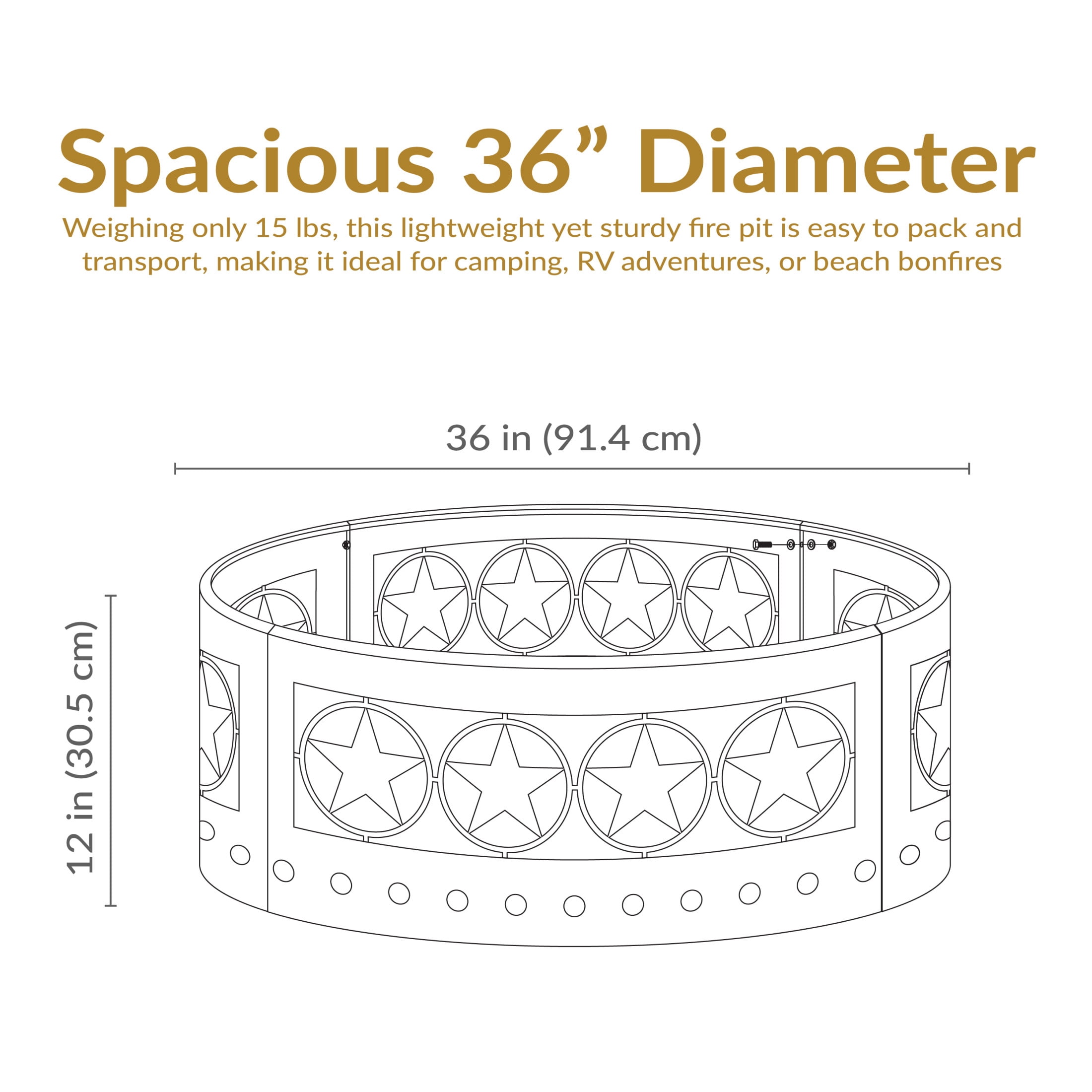 Sunnydaze Four-Star 36" Round Steel Heavy-Duty Fire Pit Ring