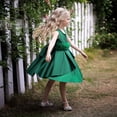 thumbnail image 5 of XEGLSBU Christmas Dresses for Girls Size 16-18 Elegant Satin Girls Party Dress with Puffy Sleeves and Flowy Skirt for and Celebrations Dark Green Size 7-8 Years, 5 of 8