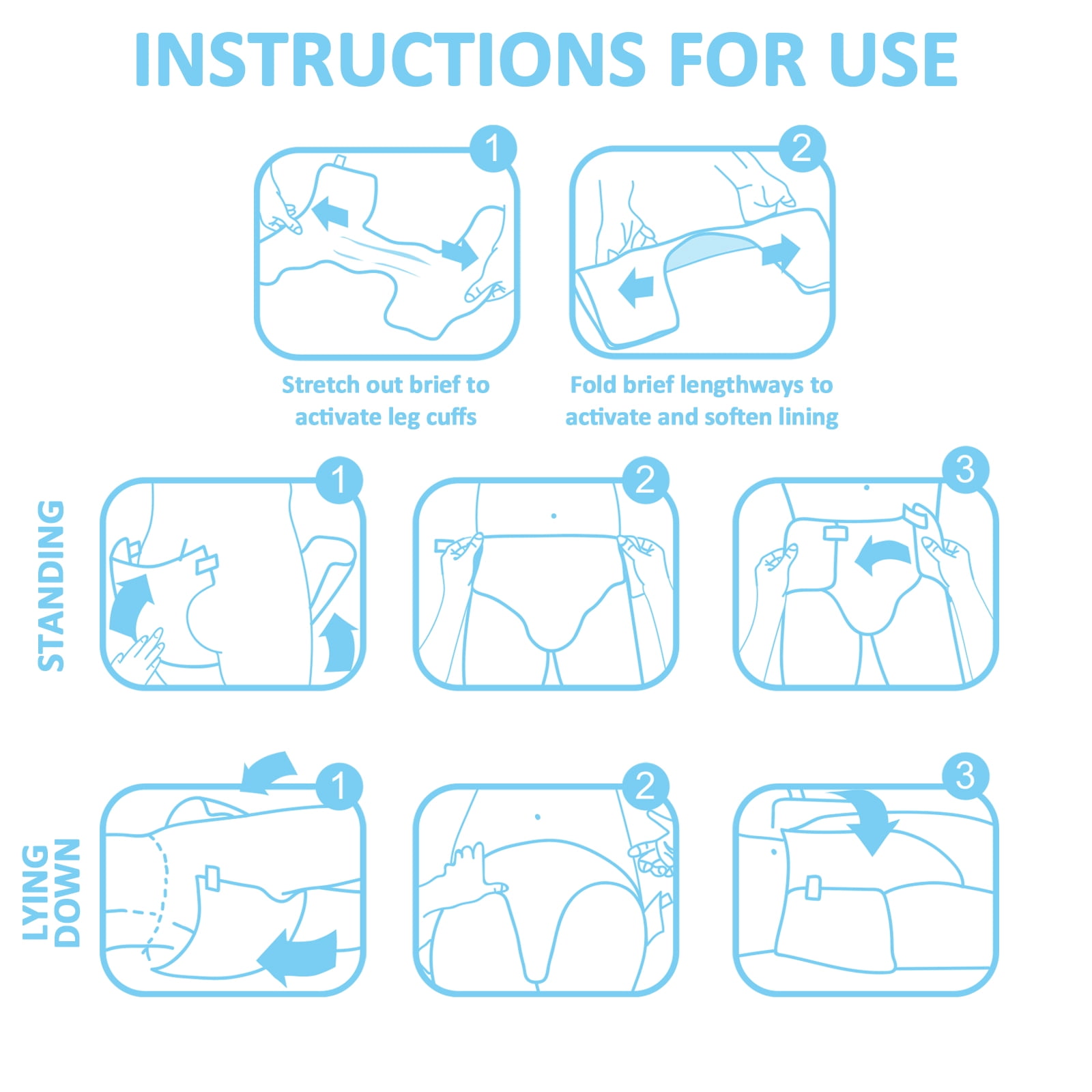 Littleforbig Adult Printed Diaper 2 Pieces Pack 3 Prints Random Assorted - Potty Pants (Medium 28"-38")