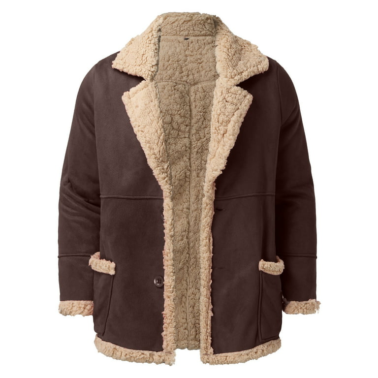 HSMQHJWE Waxed Jacket 5Xl Men Jacket Men Plus Size Winter Coat Lapel Collar  Long Sleeve Padded Leather Jacket Vintage Thicken Coat Sheepskin Zipper