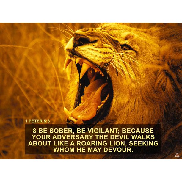 1 Peter 58 Poster Be Vigilant Bible Verse Quote Wall Art (24x18