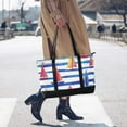 thumbnail image 4 of FORMRS Canvas Laptop Tote Bag for Women with 15.6" Computer Compartments Shoulder Handbag, Blue Hand Drawn Sailboats, 4 of 7