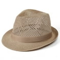 thumbnail image 2 of ZACPNCV Sun Hat Straw Fedora Hats for Men Women Beach Hat Panama Hat Men Wide Brim Summer Hats Khaki Free Size, 2 of 6