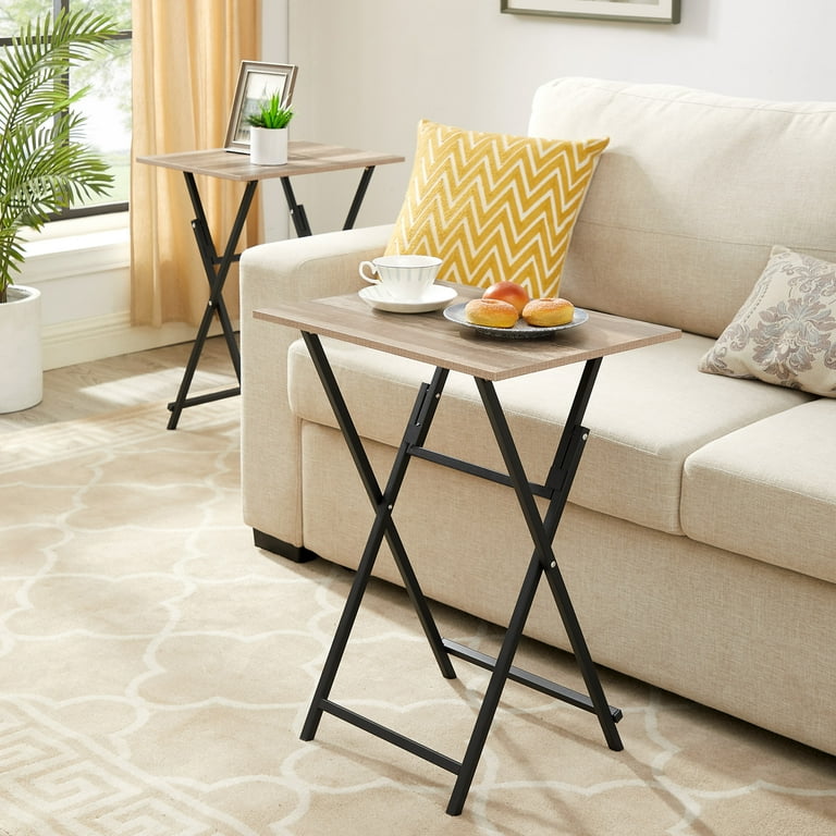 JRHRXXY Folding TV Tray Table Set of 2 Foldable Sofa Side Table Portable Snack Table for Living Room Bedroom Office Small Space No Assembly