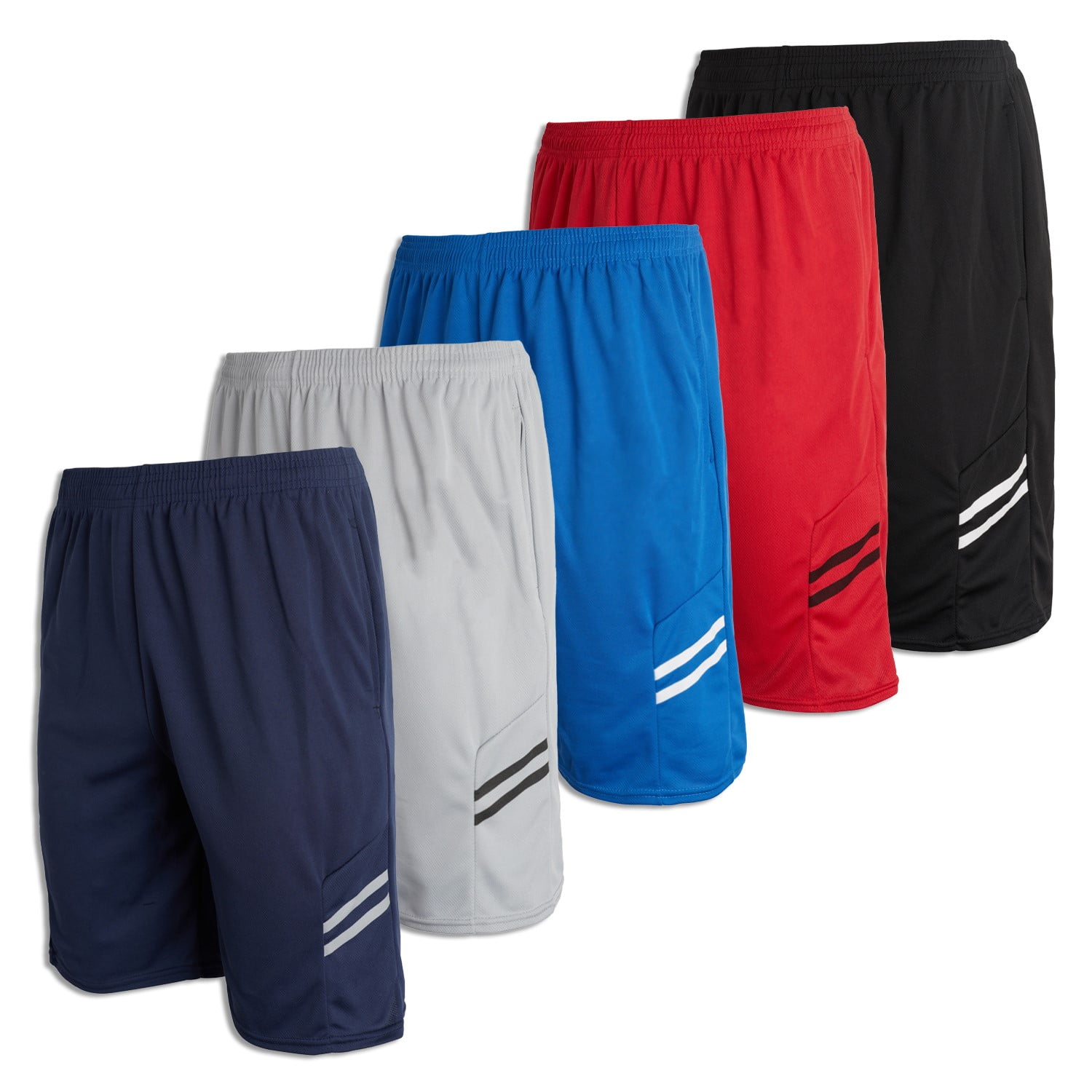 5 Pack Men's 9 Mesh Performance Dry-Fit Athletic Tricot Workout Gym Shorts with Pockets
