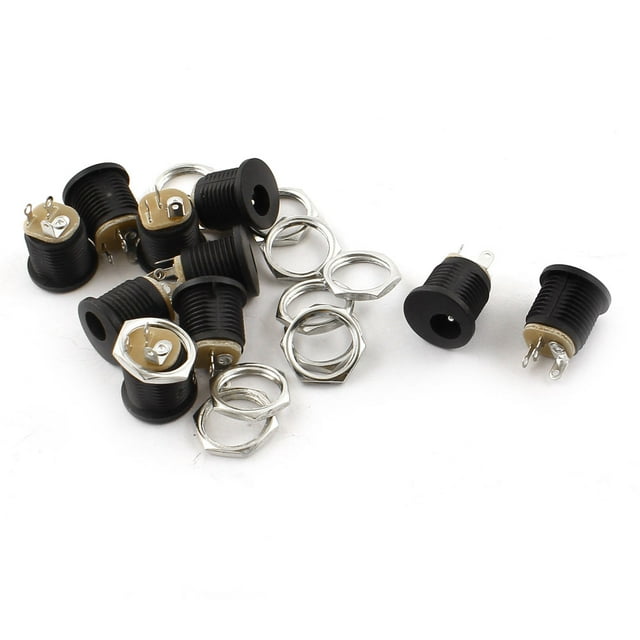 Unique Bargains 10 Pcs 3 Bornes 2.1mmx5.5mm Prise d'Alimentation DC Filetage Mâle 12mm