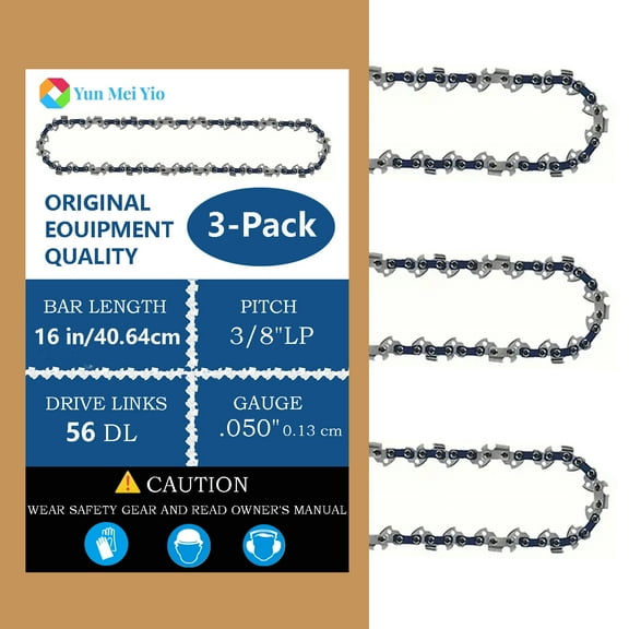 YUNMEIYI 3 Pack  S56 AdvanceCut 16 Inch Chainsaw Chain 3/8 LP .050" 56 Drive Links Compatible with Craftsman Echo CS-400 CS-310 CS-352 CS-370 Homelite Poulan 2150 3816 Remington Saw