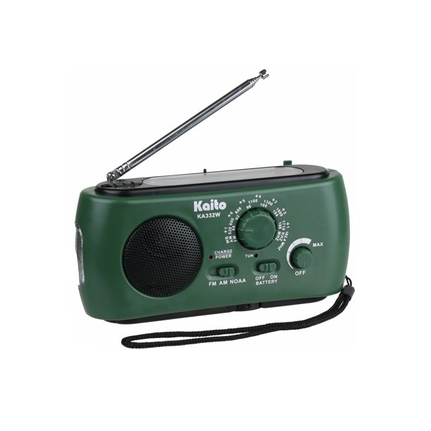 Kaito KA332W Portable Hand Crank Solar AM FM NOAA Weather Radio with 3