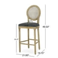 thumbnail image 3 of Roomfitters Set of 2 French Country Style Bar Stools with Upholstered Seat, Round Cane Backrest, Solid Wood Legs, Elegant Vintage Design for Kitchen Island, Bar, or Dining Room, 3 of 13