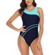 thumbnail image 1 of Traje de baño deportivo para mujer Cuello redondo Ahueca hacia fuera el color de la espalda Traje de baño de una pieza en contraste Verde M, 1 of 6