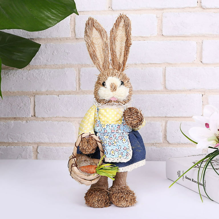 ON SALE! Loyerfyivos Cute Straw Rabbit, 12.6inch Easter Bunny Standing  Bunny Figurine Simulation Straw Bunny Easter Decoration Bunny, Great Gifts  for