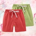 thumbnail image 3 of Ruyang Toddler Boys Shorts 2 Pack Cotton Linen Summer Casual Shorts Kids Solid Short Pants Wide Leg Drawstring Beach Chino Hot Pants, 3 of 3