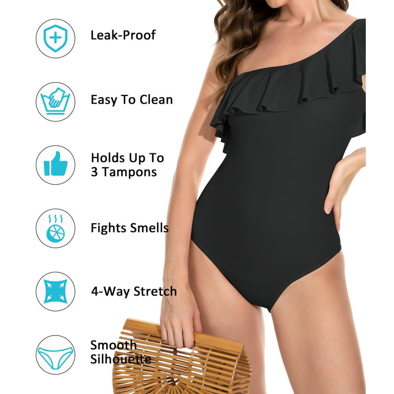 Beautikini Period Swimwear One Shoulder One Piece Leakproof