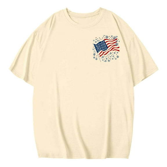 WREESH Womens USA Flag Oversized T-Shirts Star Striped Patriotic Shirts 4th of July Summer Tee Memorial Day
