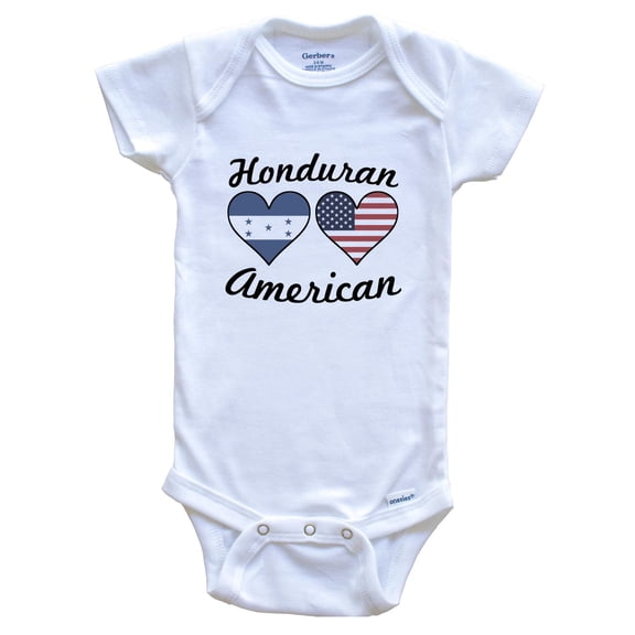 Honduran American Flag Hearts Baby Bodysuit, 0-3 Months White
