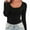 Black, variant on Women's Long Sleeve T-Shirt Scoop Neck Slim Fit Stretchy Layer T Shirts Tops