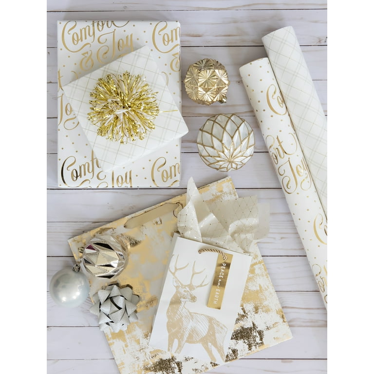 Christmas Gift Gold And White Wrapping Paper Valentine's Day