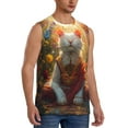 Qekee Sunshine Flower Meditating Cat print Men's Tank Top Sleeveless