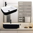 thumbnail image 7 of PULUOMIS Bathroom Vessel Sink Black and White Ceramic Basin Bowl Chrome Faucet Pop up Drain, 7 of 7