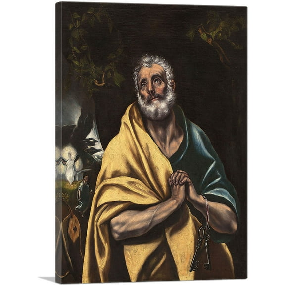ARTCANVAS The Tears of Saint Peter 1614 Canvas Art Print by El Greco - Size: 26" x 18" (0.75" Deep)