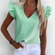 thumbnail image 2 of Blusa de manga corta sin mangas con volantes y cuello en V a rayas de verano para mujer Fridja  bn2069, 2 of 8