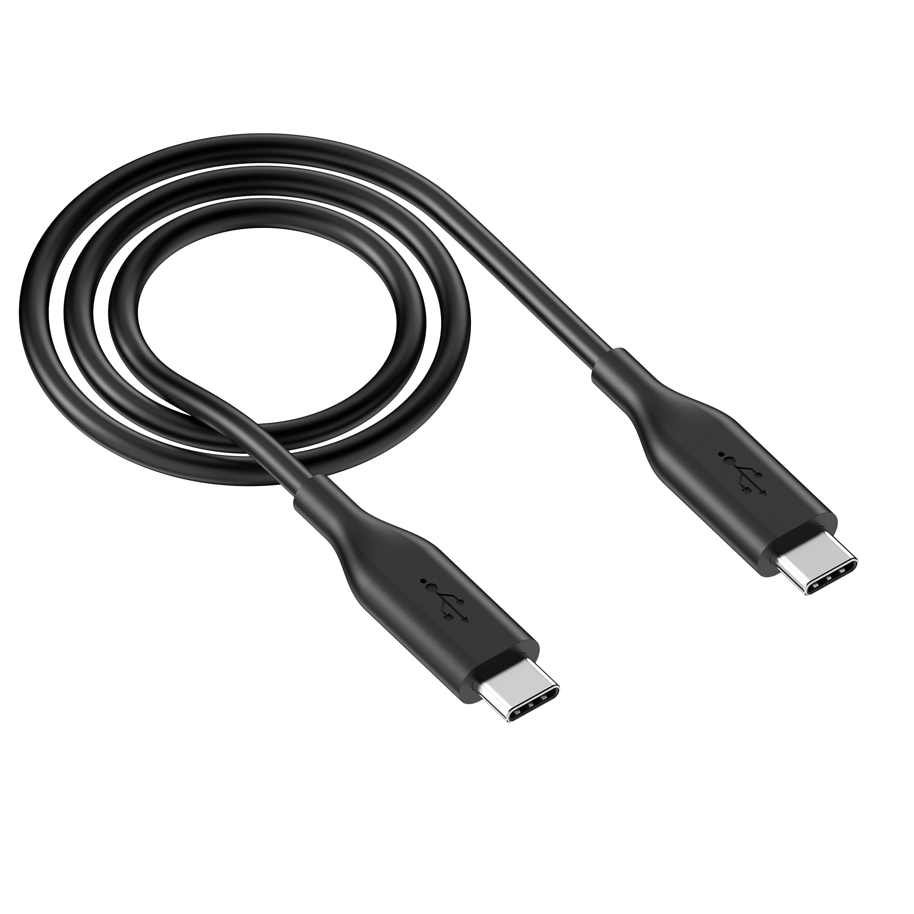 (2 pack) Auto Drive Type USB-C to C, 3ft, Charging & Data Sync Cable, PVC, Black, Single Pack