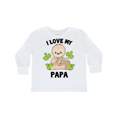 

Inktastic Cute Sloth I Love My Papa with Green Leaves Gift Toddler Boy or Toddler Girl Long Sleeve T-Shirt