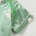 thumbnail image 5 of Girls Silk Pajamas Toddler Girls Floral Silk Pajamas Set Summer Short Sleeve Button Up Top Shorts 2Pc Satin Sleepwear Set Toddler Girl Pajamas Green 5 Years-6 Years, 5 of 7