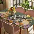 thumbnail image 3 of Easter Bunny Table Cloths for 3 Foot Rectangle Tables, Spring Floral Vintage Botanical Rabbits Green Patio Waterproof Elastic Fitted Tablecloths, Washable Rectangular Table Cover for Camping, 3 of 8