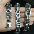 thumbnail image 3 of QQTDFG Heavy 12mm 24inch Silver Tone Stainless Steel Men Chain Byzantine Necklace Gift-default, 3 of 4