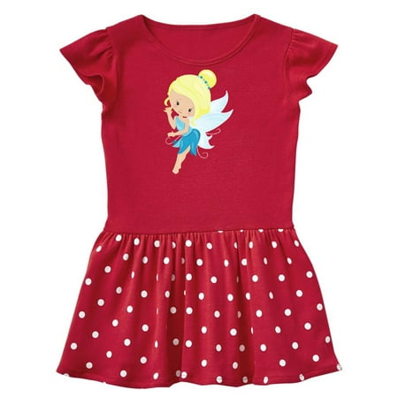 

Inktastic Cute Fairy Blonde Hair Fairy In Blue Dress Gift Toddler Girl Dress