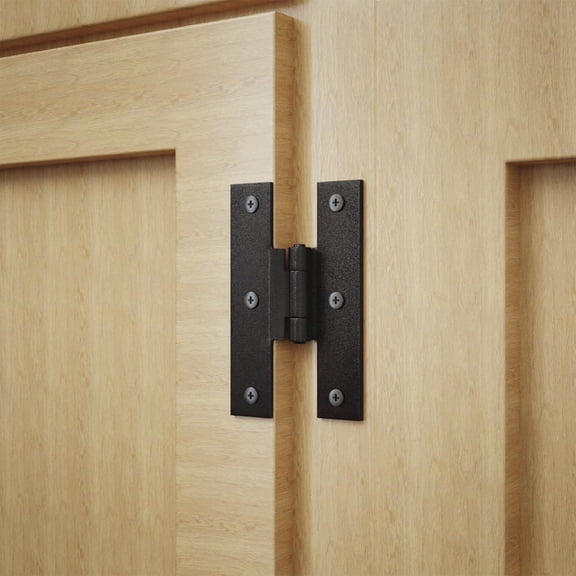 Renovators Supply Cabinet Hinge 3.5" Black Wrought Iron H Hinge w/1/4" Offset, Rust Resistant Hinge for Kitchen Cabinets w/Hardware