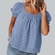 thumbnail image 3 of Blusa de verano con mangas abullonadas para mujer, blusa de lunares suizos para mujer Blusa de lunares suizos para mujer Blusa de manga corta abullonada para mujer Consigue más, 3 of 6