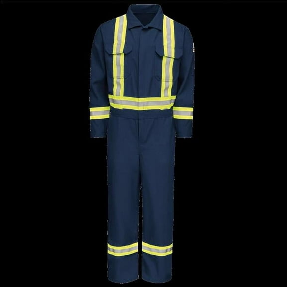 Bulwark CNBCNV-LN-54 Mens Midweight Nomex FR Premium Coverall with CSA Compliant Reflective Trim, Navy - Size 54 - Long